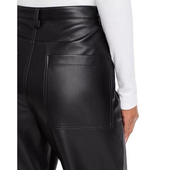 Steve Madden Women Black Faux Leather Haniel Casual Barrel Leg Crop Pants Size L - Picture 7 of 7